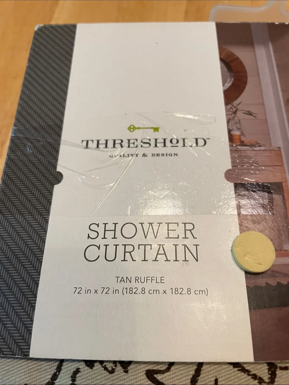 Threshold Taupe and Beige Floral Shower Curtain with Houndstooth Trim